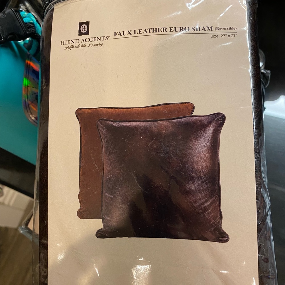 HiEnd Accents Faux Leather Euro Sham. NWT - Picture 3 of 7